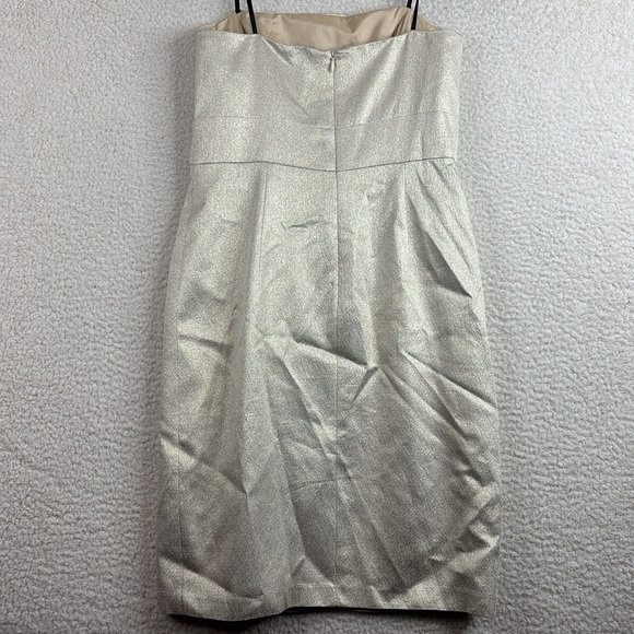 David Meister Womens Gold Metallic Embellished Ruffle Strapless Dress Size 6 - Picture 5 of 8